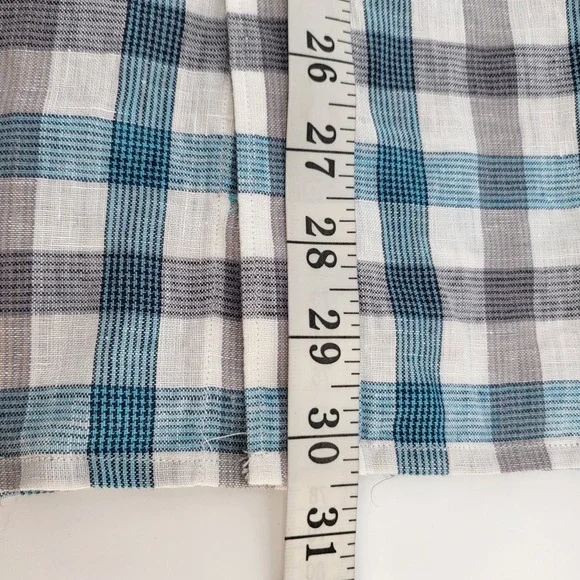 Tommy Bahama 100% Linen Shirt Mens Large Plaid Button Up Long Sleeve Green Gray - Picture 9 of 9